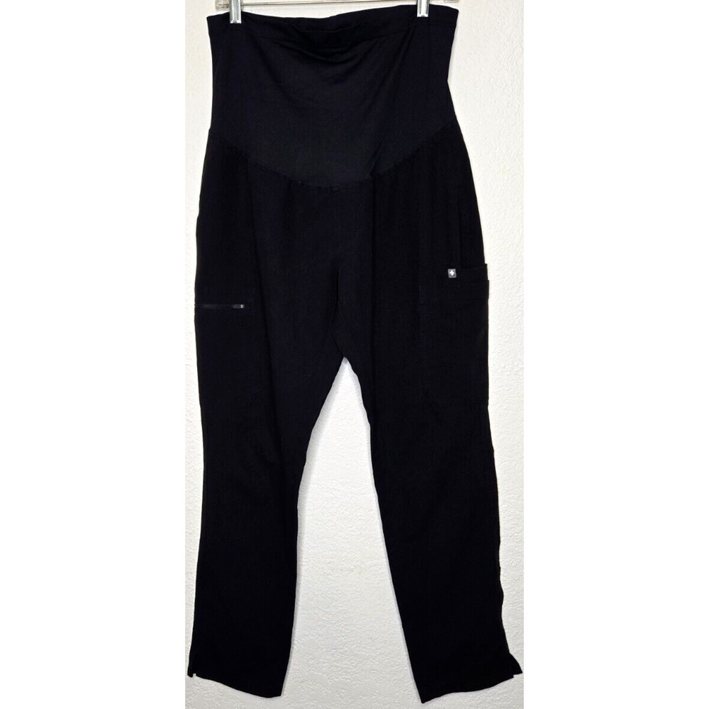 Figs Black Track Pants with High Waistband